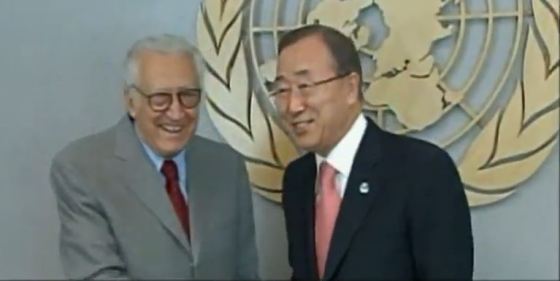 Bank Ki Moon and Laktar Brahimi close to UN