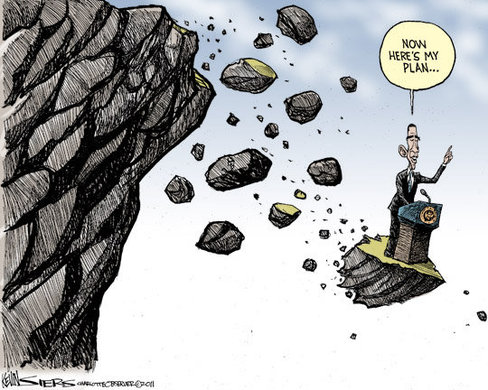 Cartoon - Obama Off Cliff